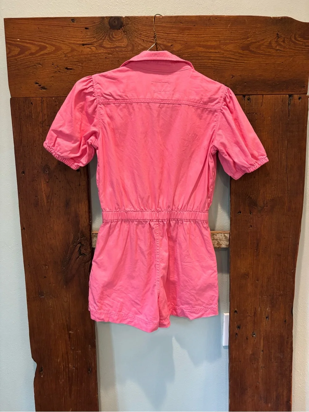 Old Navy Bright Pink Short-Sleeve One-Piece Romper